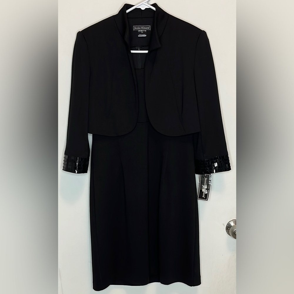 Jessica Howard sleeveless scoop neck dress with cropped jacket